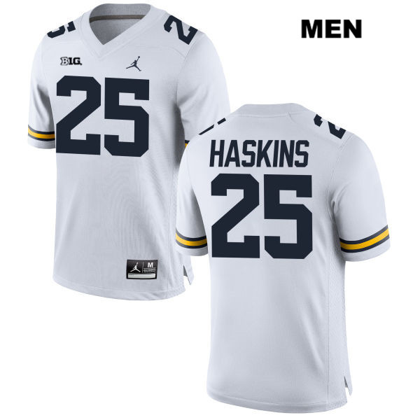 Men's NCAA Michigan Wolverines Hassan Haskins #25 White Jordan Brand Authentic Stitched Football College Jersey GE25C05OK